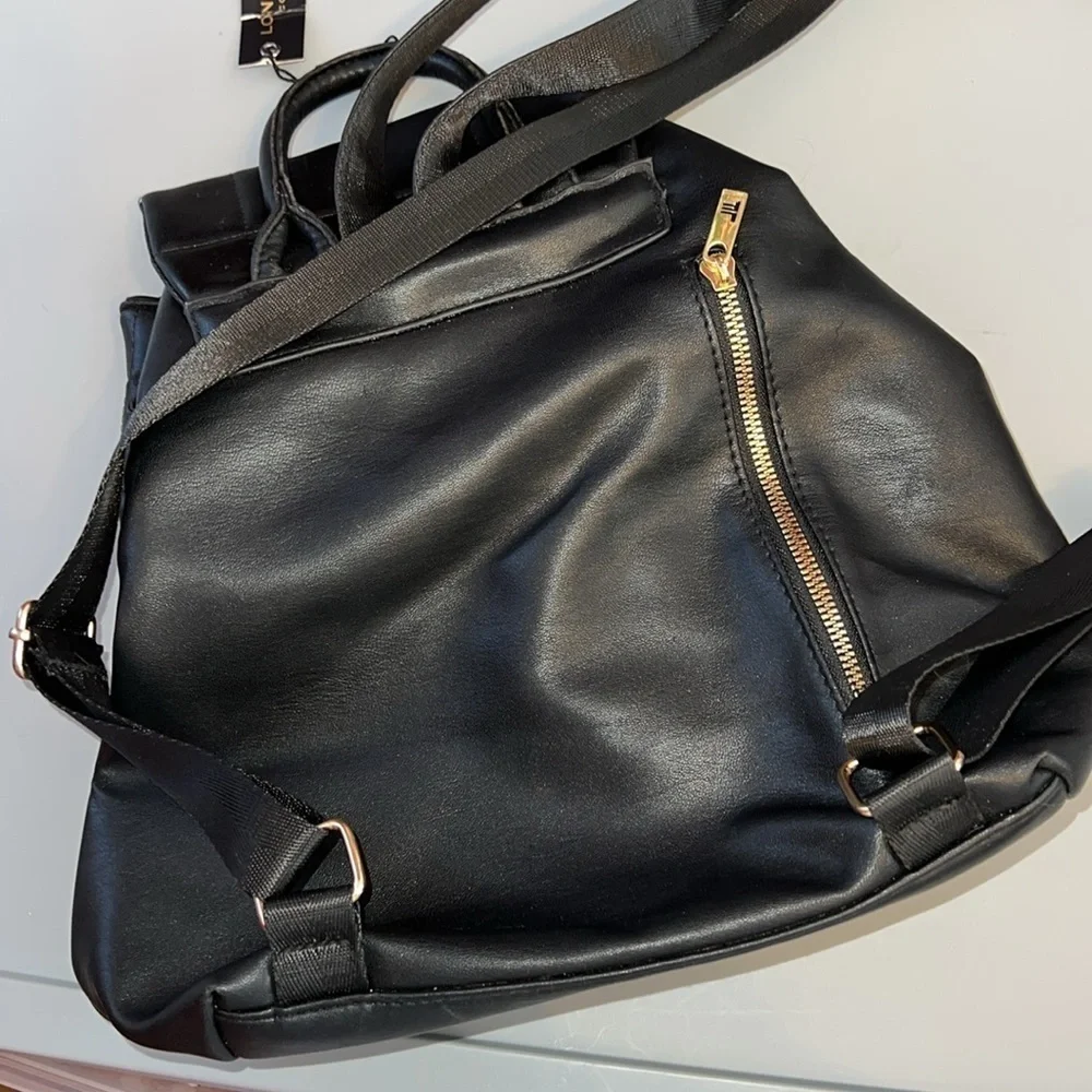 NWT London Fog Alice Quilted Backpack BLACK
